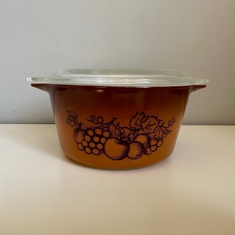 Vintage Pyrex Old Orchard Mixed 3 Pc: Bowl 401, Refrigerator Container: 12, 26